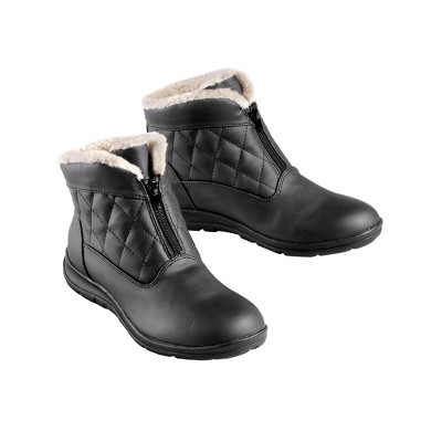 Collections Etc Quilted Zip-front Boots Wide Widths