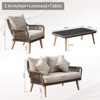 GlasFlength Patio Seating Set, 4 PCS Handwoven Rattan Wicker, Beige, 53.15"*29.53"*30.12" - 2 of 4