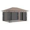 vidaXL Garden Gazebo with Mosquito Net 13.1’x9.8’x9’ - Durable Steel Construction, Fabric Sunroof, Easy Installation, Taupe - 2 of 4