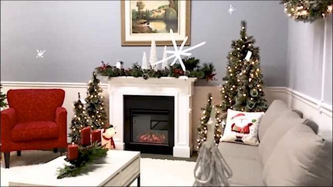 National Tree Company 9 ft. Glittery Mountain Spruce Garland with Clear Lights, 2 of 7, play video