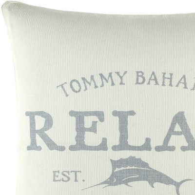 Tommy Bahama Off-White Cotton Square Throw Pillow with Zipper Closure