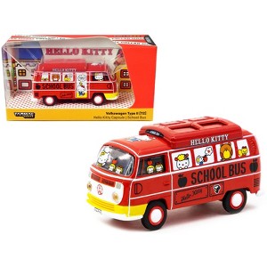 Volkswagen Type II (T2) Van Red "Hello Kitty Capsule School Bus" "Collab64" 1/64 Diecast Model Car by Schuco & Tarmac Works - 1 of 3