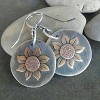Boho Earrings, Gray Teardrop Earrings, Flower Earrings, Dangle Ethnic Earrings for Women, Handmade Bohemian Trendy Boho Vintage Jewelry - 2 of 4