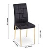 VYNXARIA Black Velvet High Back Nordic Dining Chair Modern Fabric Chair with Golden Color Legs, Set Of 4 - 3 of 4