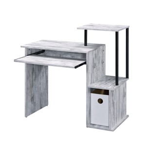 INFURNIC Desks Rectangular Computer Desk with Keyboard Tray and Storage Compartment for Home Office, White, 16"*37"*34" - 1 of 4