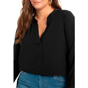 ELOQUII Women's Plus Size Mandarin Collar Tunic - 1 of 4