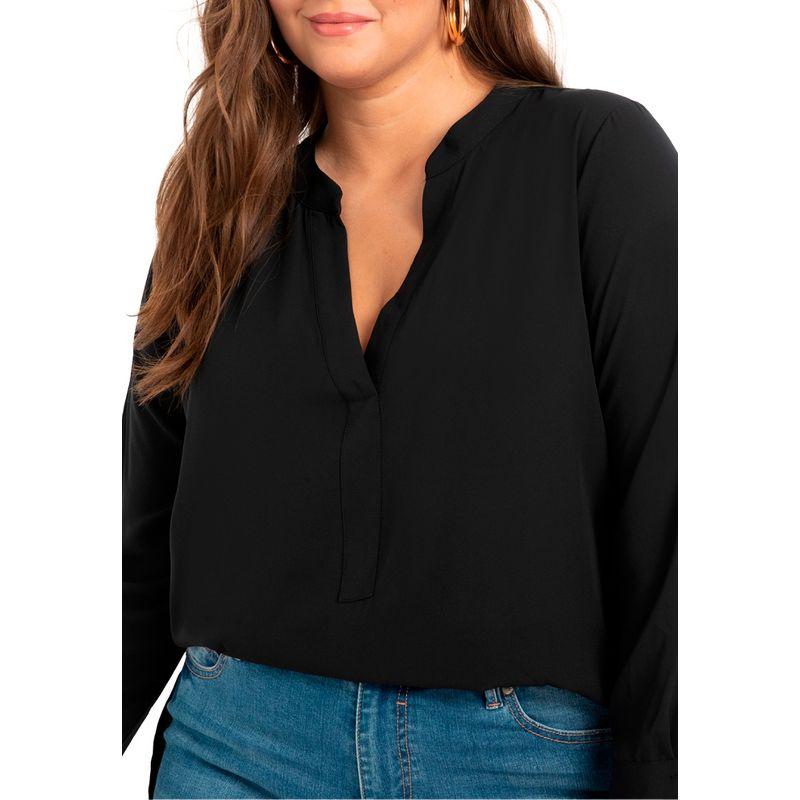ELOQUII Women's Plus Size Mandarin Collar Tunic, 1 of 2