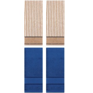 REGALWOVEN 4 Pcs Bathroom Decorative Cotton Soft Absorbent Sold Striped Hand Towel - 1 of 4