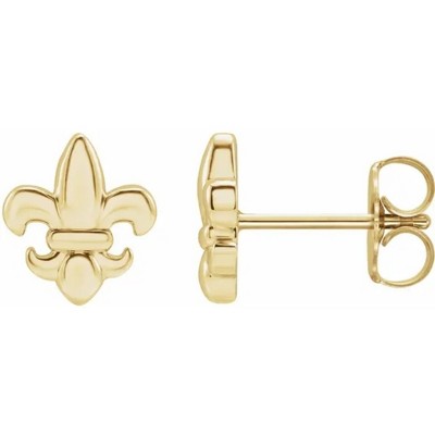 Pompeii3 14K White or Yellow Fleur-de-Lis Earrings