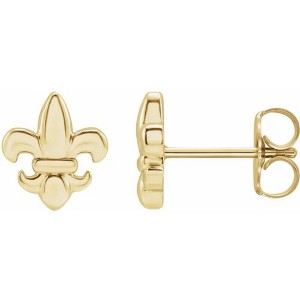 Pompeii3 14K White or Yellow Fleur-de-Lis Earrings - 1 of 2