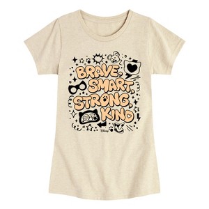 Girls' - Super Kitties - Brave Smart Strong Kind Fitted Short Sleeve Graphic T-Shirt - 1 of 3