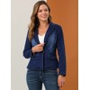INSPIRE CHIC Women's Notched Lapel Button Up Long Sleeve Washed Denim Blazer - 2 of 4