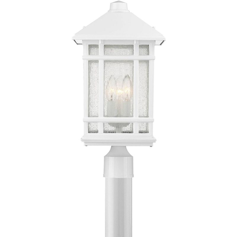 Kathy Ireland Sierra Craftsman Mission Outdoor Post Light White 18" Frosted Seeded Glass for Exterior Light Barn Deck House Porch Yard Patio Outside, 4 of 7