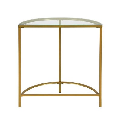 Fenice Gold Metal and Glass Demilune Console Table