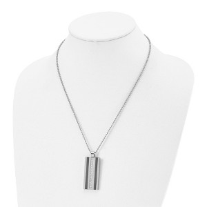 Chisel Stainless Steel Polished Black IP-plated with Cubic Zirconia Pendant on a 20" Ball Chain Necklace - 1 of 4
