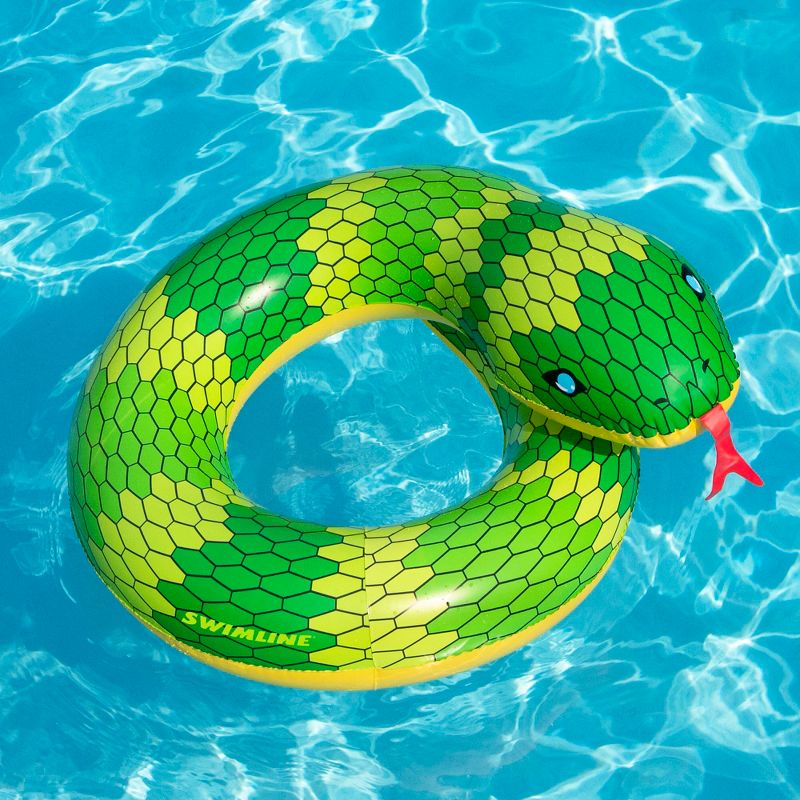 Swimline 28" Green and Yellow Snake Swimming Pool Inner Tube Float, 2 of 5