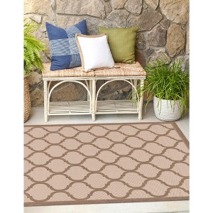 Unique Loom    Outdoor Trellis Moroccan Area Rug - 1 of 4