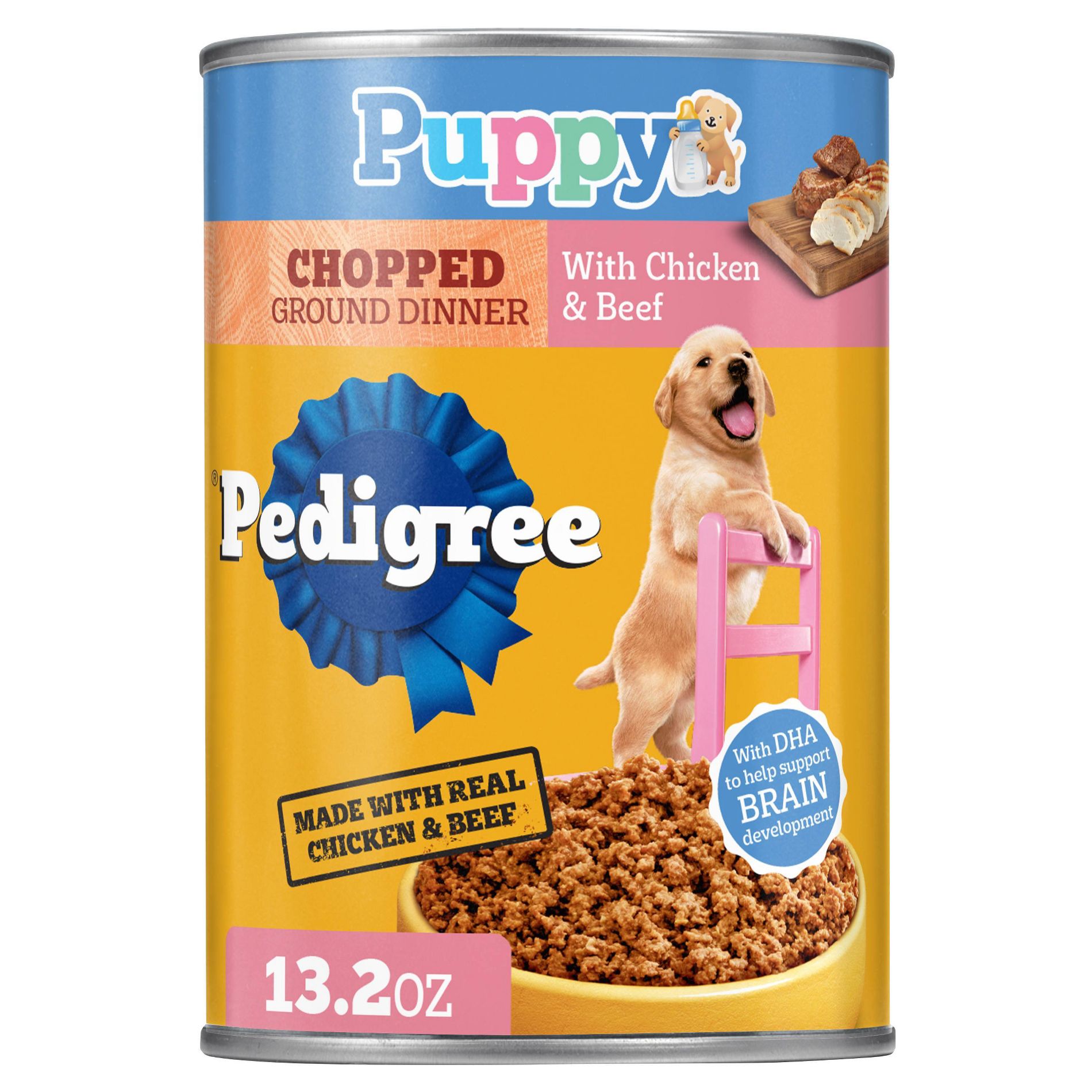 Pedigree Chopped Ground Dinner Wet Dog Food with Chicken & Beef Puppy - 13.2oz
