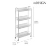 mDesign Steel Slim Rolling Utility Cart Storage Organizer with 4 Shelves - 3 of 4