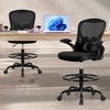 KERDOM Tall Office Chair Ergonomic Standing Desk Chair, Lumbar Support Computer Chair Swivel Task Rolling Chair, Black - 3 of 4