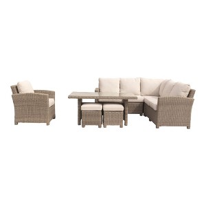 Courtyard Casual Capri 7 pc Sectional with Chow Dining and Club Chair - 1 of 4