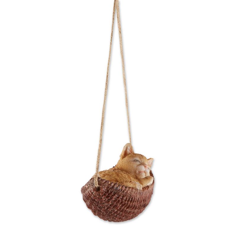 9.25&#34; Polyresin Napping Cat on Hammock Garden Figurine Brown - Zingz &#38; Thingz, 5 of 13