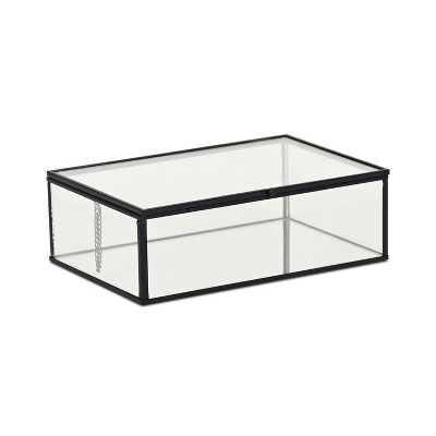 Cheung's Lume Glass & Metal Frame Storage Box - Black