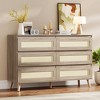 6 Drawer Rattan Dresser, Double Dresser with Deep Drawers, Chest of Drawers for Closet with Wide Top,  for Bedroom, Entryway, Hallway, Living Room - 2 of 4