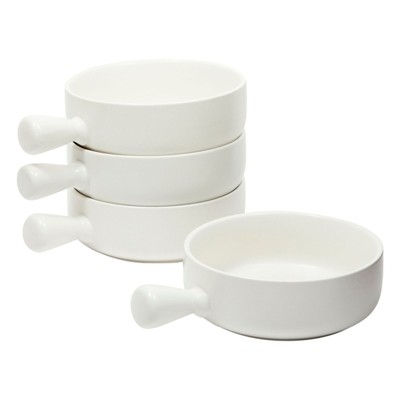 Farmlyn Creek 4 Pack White Soup Bowls with Handles (8 x 5.9 x 2.1 In)