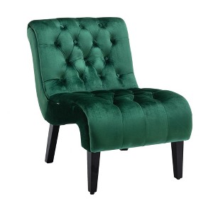 NicBex Armless Accent Chair with Tufted Button Back Modern Upholstered Velvet Sofa Chair with Wood Legs for Bedroom,Living Room - 1 of 4