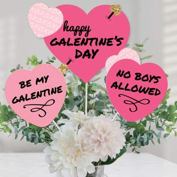 Big Dot of Happiness Be My Galentine - Galentine's and Valentine's Day Party Centerpiece Sticks - Table Toppers - Set of 15