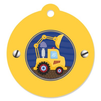 Big Dot of Happiness Construction Truck - Baby Shower or Birthday Party Favor Gift Tags (Set of 20)