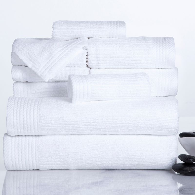 Hastings Home Ribbed 100% Cotton Towel Set - White, 10 pc., 1 of 6