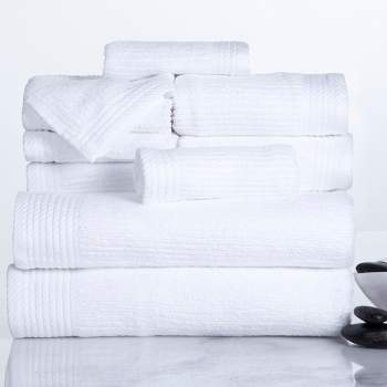 Hastings Home Ribbed 100% Cotton Towel Set - White, 10 pc.