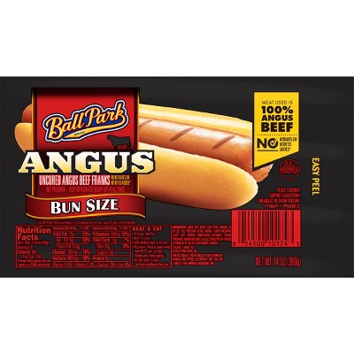 Ball Park Bun Size Uncured Angus Beef Franks - 14oz/8ct