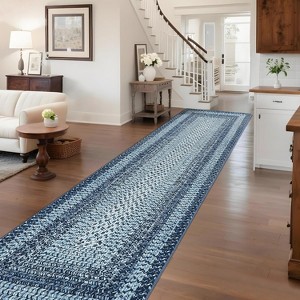 Printed Rug with Braided Pattern on it,Washable Rugs2x10Hallway Runner Non Slip Kitchen Rugs Soft Non Shedding Low Pile Entryway Rug Stain Resistant - 1 of 4