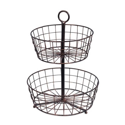 BirdRock Home Stacking Wire Baskets - Set of 2 - Black