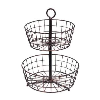BirdRock Home Metal 2-Tier Wire Fruit Basket - Oil Rubbed Bronze