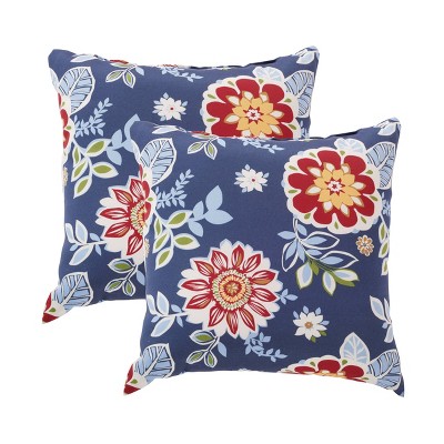 Rolston 2pc Outdoor Throw Pillows Blue Floral - Haven Way