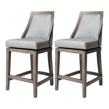 Maven Lane Vienna Rotating High Back Kitchen Stool with Fabric Upholstered Seat, Set of 2