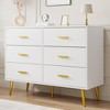 6 Drawer Wooden Dresser with Gold Knobs, Large Storage Chest for Bedroom Living Room or Entryway, Modern Bedroom Furniture - 2 of 4