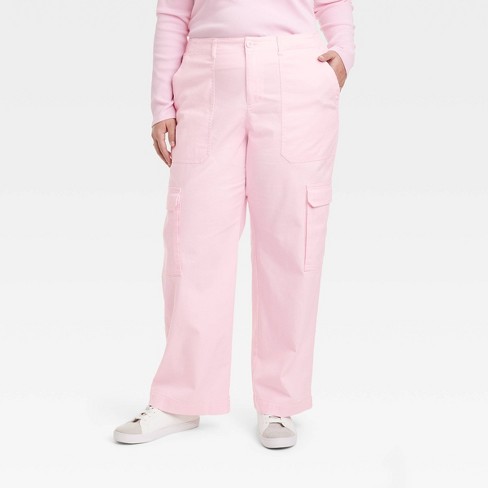 Women's Mid-Rise Utility Cargo Pants - Universal Thread™ Pink 28