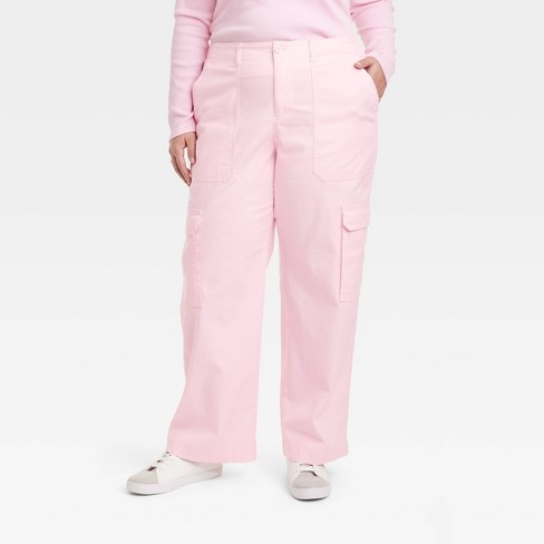 Women's Low-Rise Parachute Cargo Pants - Wild Fable Light Pink XXL