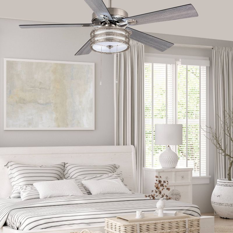 52&#34; 5-Blade LED Glitter Glam Lighted Ceiling Fan Silver - River of Goods, 3 of 13