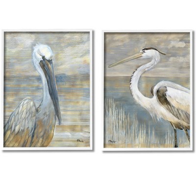 Stupell Industries Sea Birds Abstract Beach 2 Piece Framed Giclee Art Set