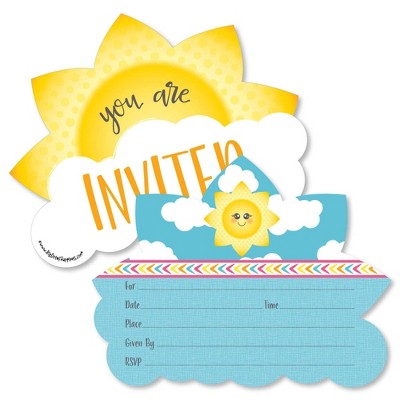 Big Dot of Happiness You are My Sunshine - Shaped Fill-in Invitations - Baby Shower or Birthday Party Invitation Cards with Envelopes - Set of 12
