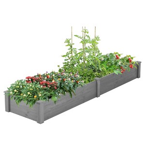 Okak Square 48x48x10 Inch Raised Garden Bed Wooden Planter Box for Outdoor Use, No Tools Required for Assembly - 1 of 4