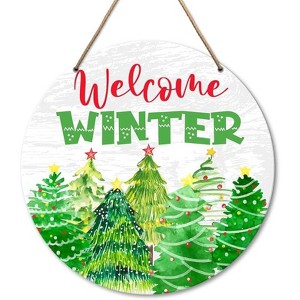 Lomsoe Christmas Wooden Hanging Decor Hello Winter Welcome Door Sign Snowman Wooden Farmhouse Wall Front Door Hanger Christmas Sign Christmas Gift - 1 of 4