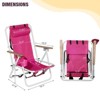 FURNIinspire Outdoor Portable Chair 4 Position Recline with Headrest and Backpack Straps for Outdoor Relaxation, Pink, 23"*21.7"*31.5" - 2 of 4