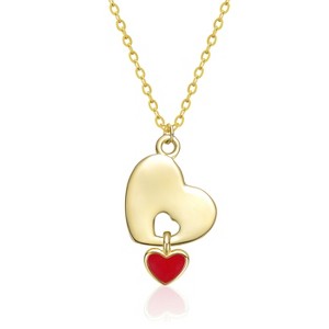 Guili 14K Gold Plated with Floating Red With Heart Pendant Necklace For Kids - 1 of 2
